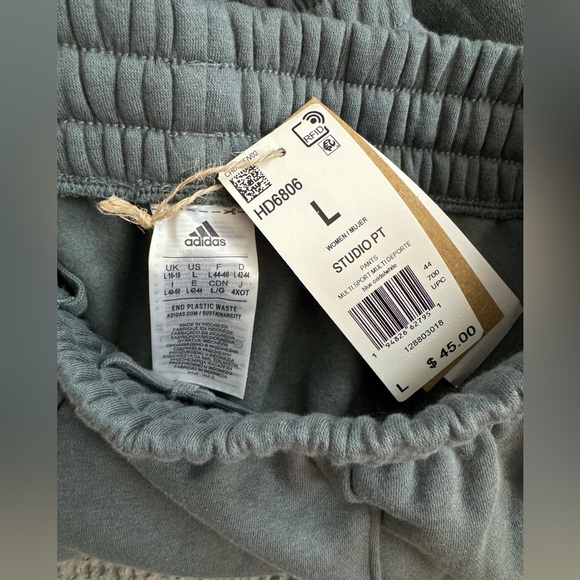 Adidas Essential Studio Fleece Pants NWT Sz. L - Picture 3 of 4